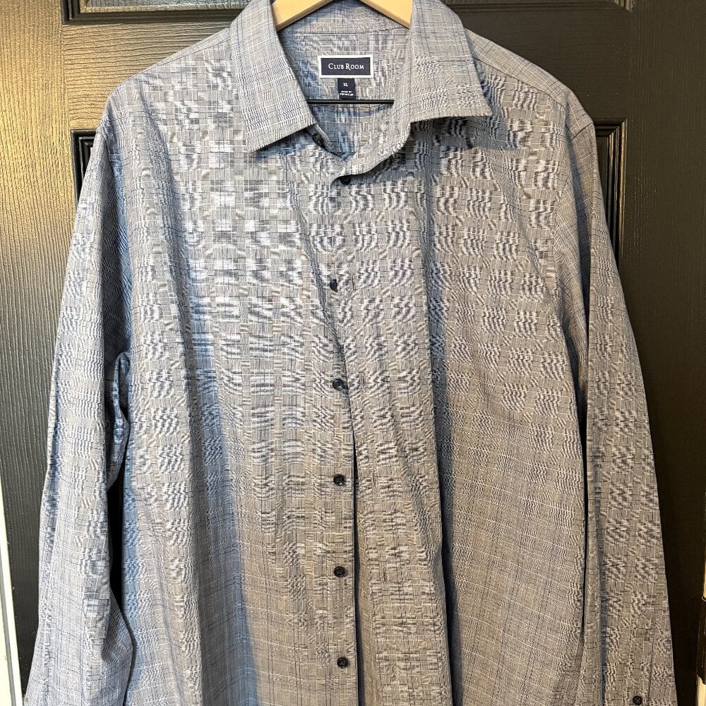 NWOT Mens Club Room Dress Shirt Blue Gray Pinstripe Extra Large